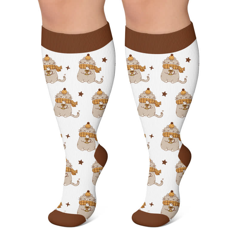 Plus Size Cozy Woodland Critter Compression Socks - Brown - 4XL - image 6