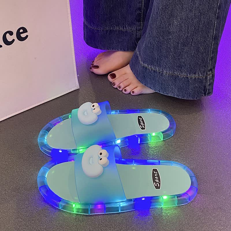 Cartoon Face Light Up Jelly Slides - Blue - Kids EU34–35(3–3.5) - image 3
