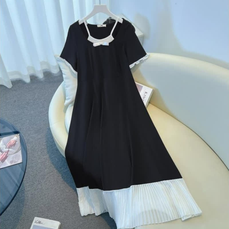 Contrast Pleated Hem Midi Dress - image 2