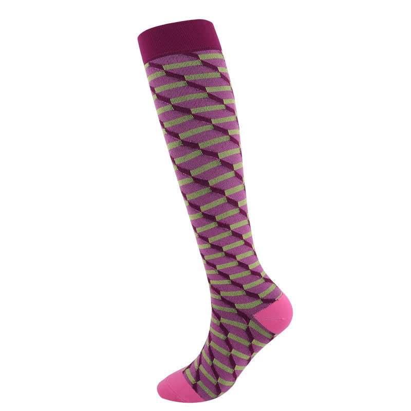 Colorful Irregular Stripes Compression Socks(3 Pairs) - image 3