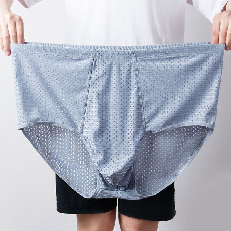 Plus Size Ice Silk Hip Briefs(1 Pair) - Light Gray - 10XL - image 8
