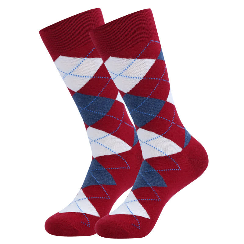 Plus Size Dot Rhombus Crew Socks(5 Pairs)