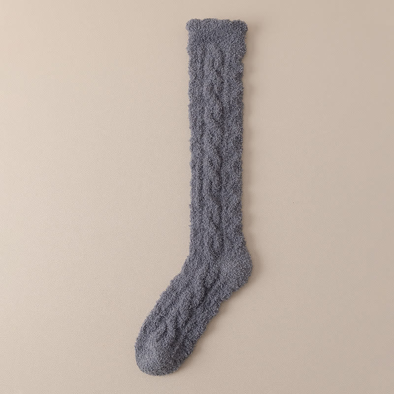 Plus Size Coral Fleece Thermal Knee High Socks(5 Pairs)
