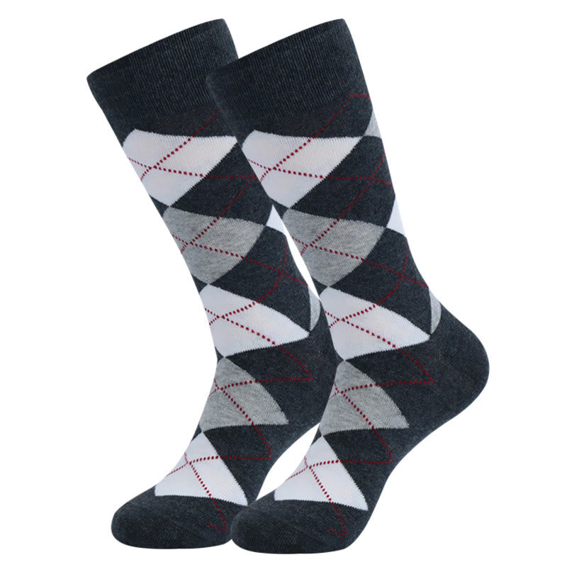 Plus Size Dot Rhombus Crew Socks(5 Pairs)