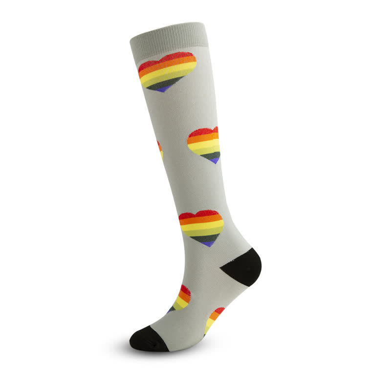 Rainbow Heart Compression Socks(3 Pairs) - image 3