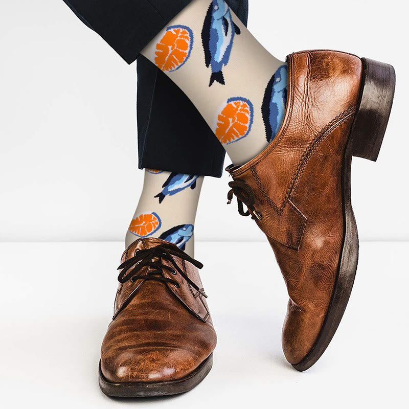 Plus Size Marine Series Fun Crew Socks(5 Pairs)