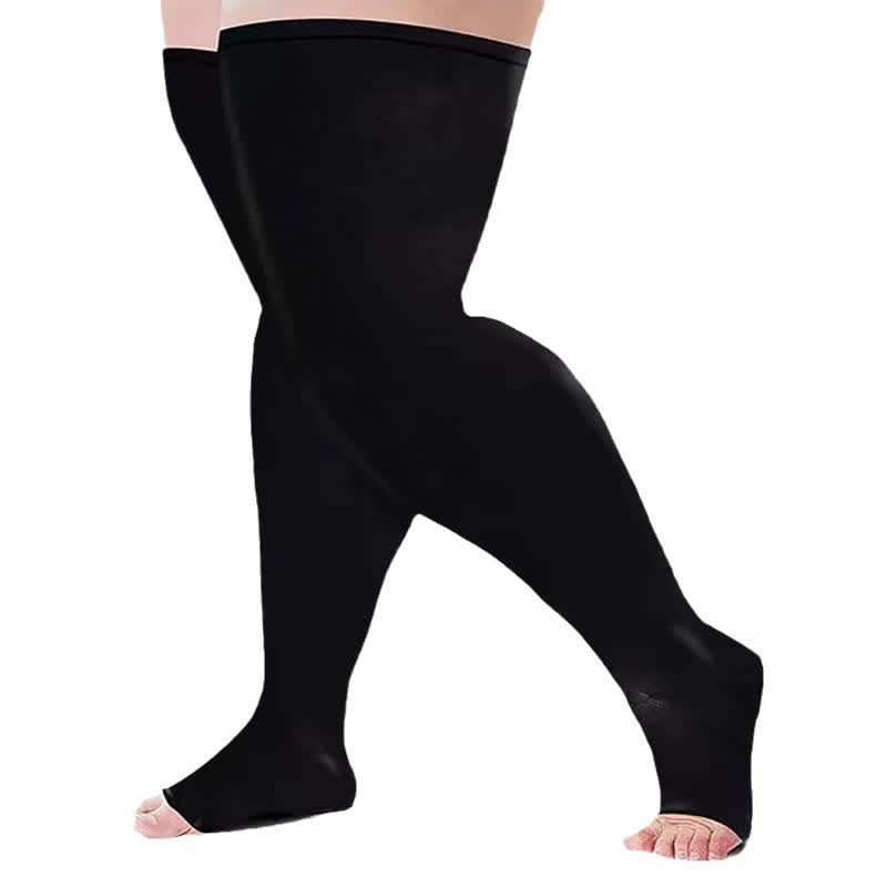 Plus Size Thigh High Open Toe Compression Socks(2 Pairs) - image 4