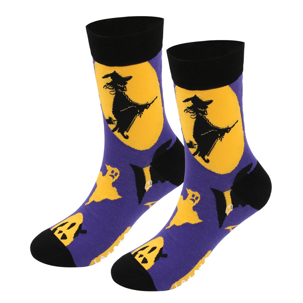 Plus Size Halloween Cute Printed Crew Socks(5 Pairs) - image 2