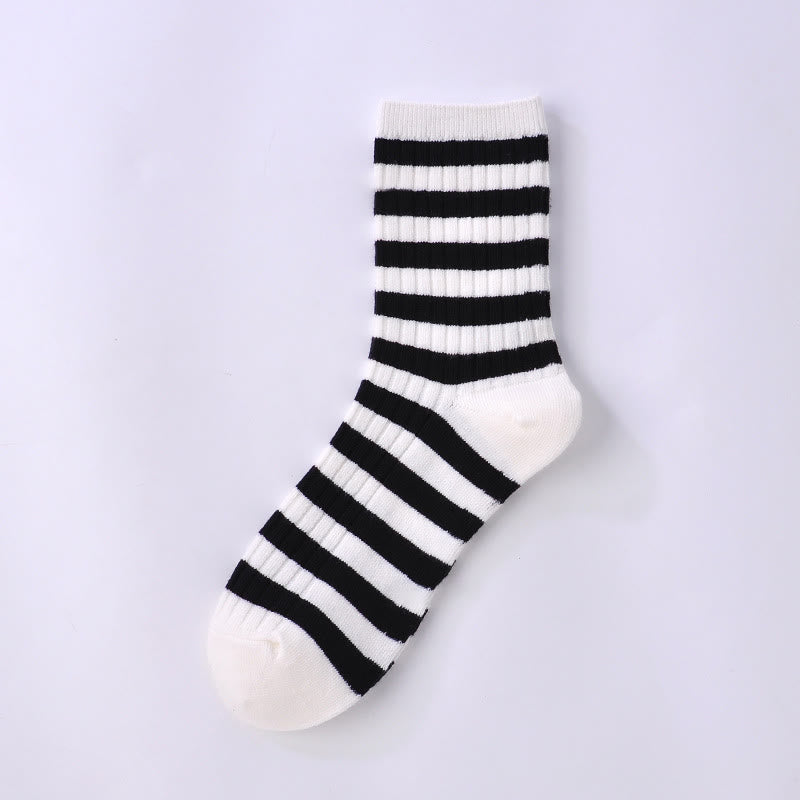 Plus Size Sports Striped Quarter Socks(8 Pairs)