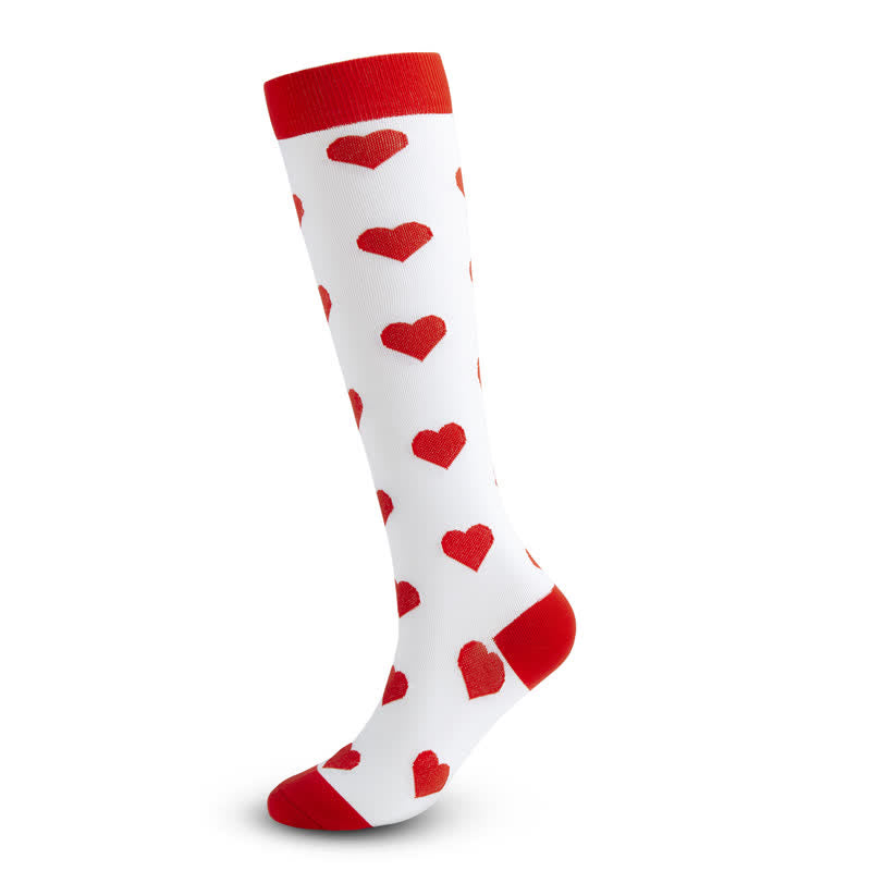Red Heart&Lip Print Compression Socks(3 Pairs) - image 3