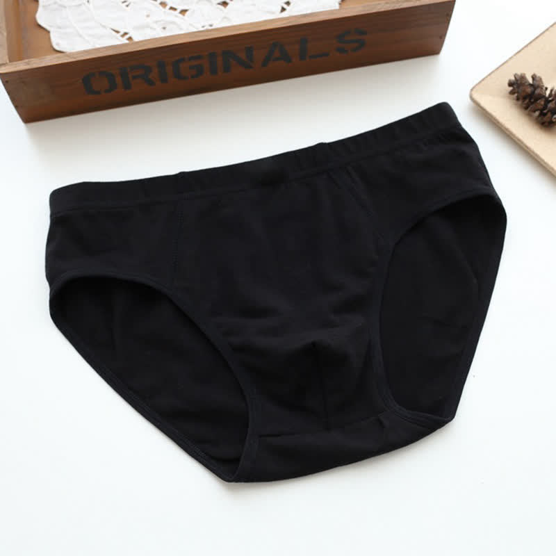 Plus Size Solid Cotton Strentch Hip Briefs(2 Packs) - Black - 6XL - image 10