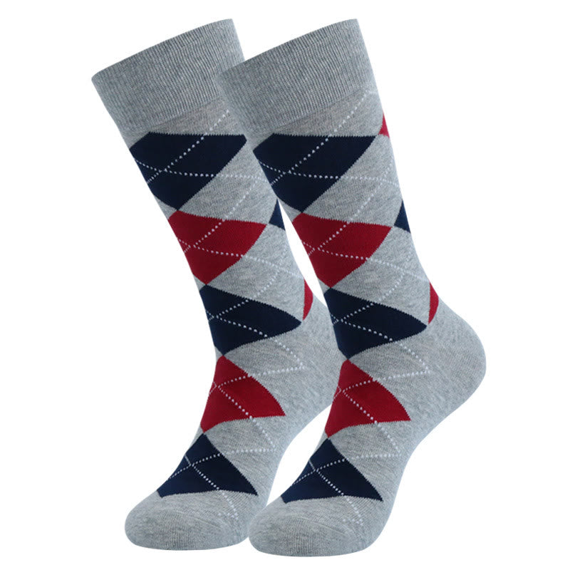 Plus Size Dot Rhombus Crew Socks(5 Pairs)