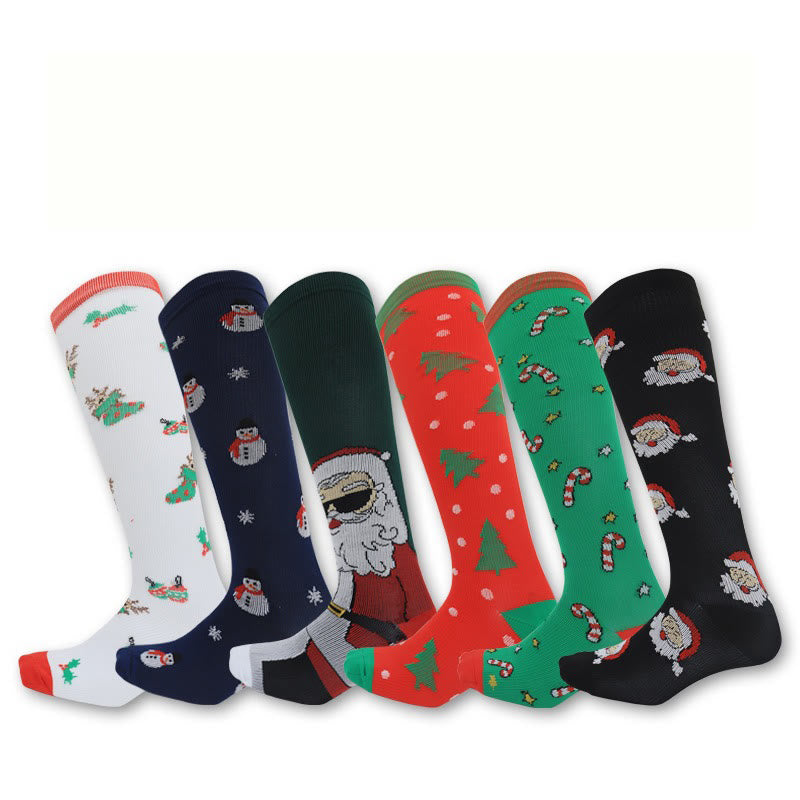 Christmas Sports Knee High Compression Socks(6 Pairs) - image 1