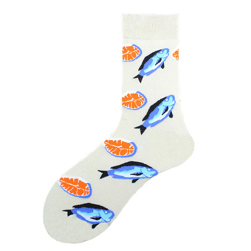 Plus Size Marine Series Fun Crew Socks(5 Pairs)