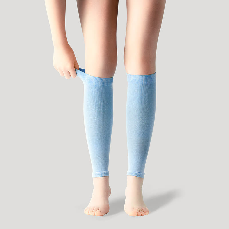 Ice Silk Footless Cool Compression Sleeve Socks Unisex - Sky Blue - XL - image 35