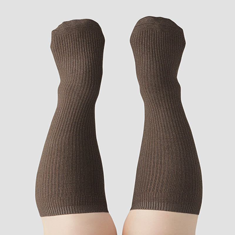 Solid Color Warm Knee High Socks(2 Pairs) - image 4