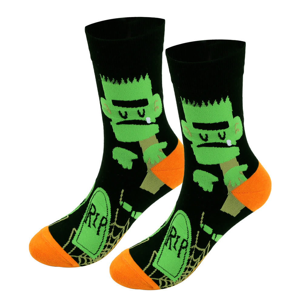 Plus Size Halloween Cute Printed Crew Socks(5 Pairs) - image 3
