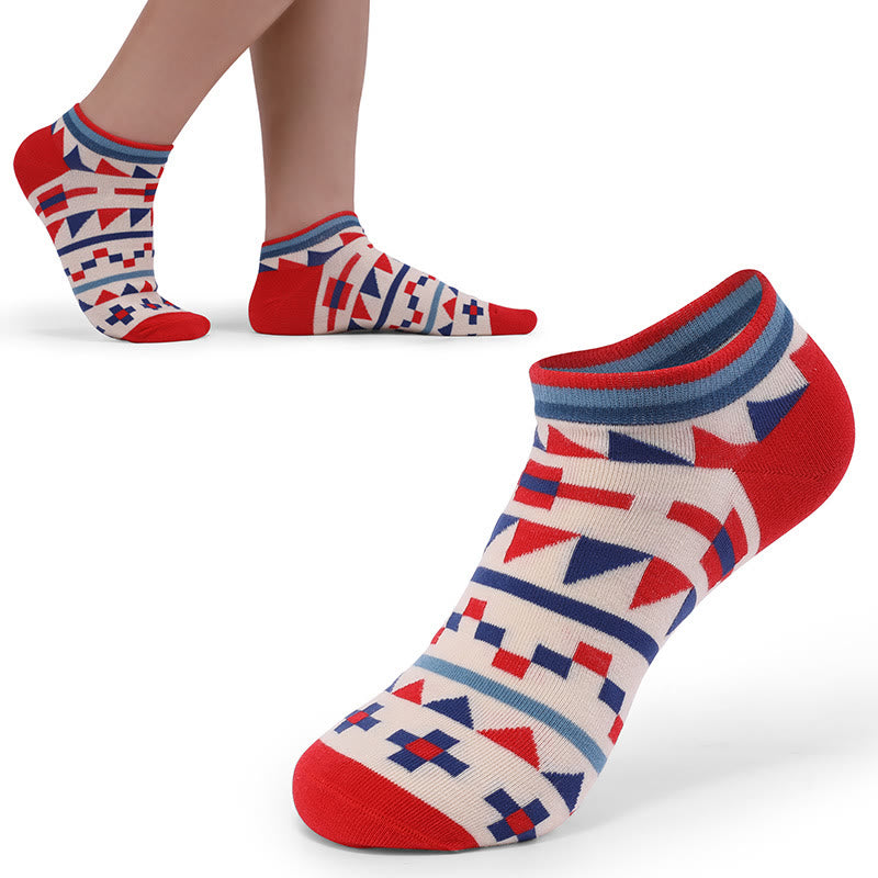 Plus Size Color Contrast Ankle Socks(5 Pairs)