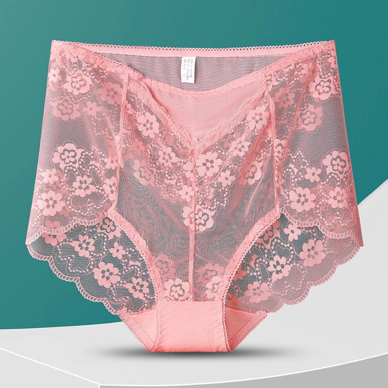 High-Waisted Floral Panty(5 Pairs) - Pink - 3XL - image 14