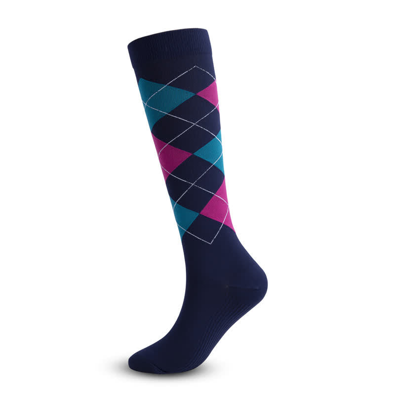Colored Rhombus Compression Socks(5 Pairs)