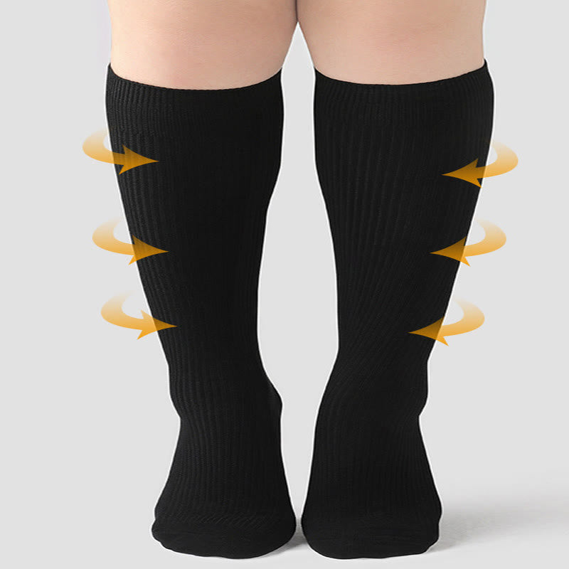 Plus Size Solid Color Warm Knee High Socks(2 Pairs)