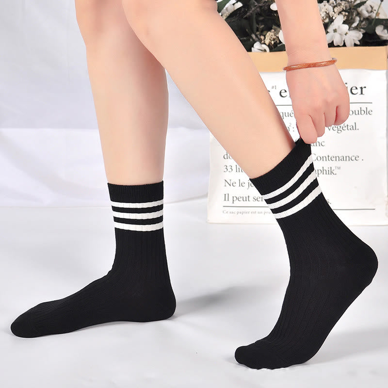 Plus Size Sports Striped Quarter Socks(8 Pairs)
