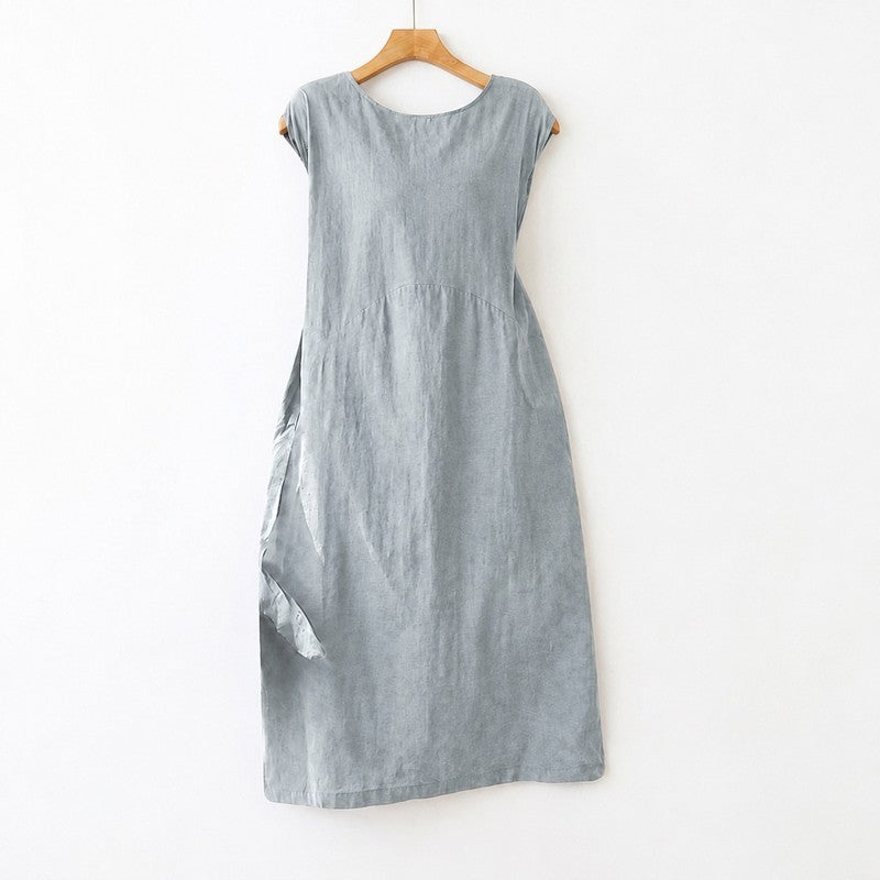 Textured Cotton Blend Midi Dress - Grey - 2XL - image 6