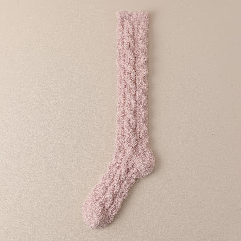 Plus Size Coral Fleece Thermal Knee High Socks(5 Pairs)