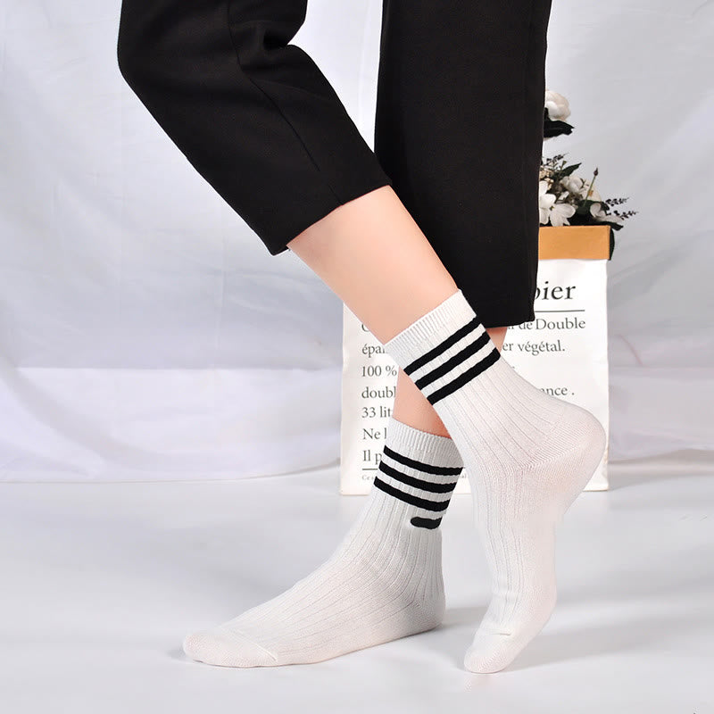 Plus Size Sports Striped Quarter Socks(8 Pairs)
