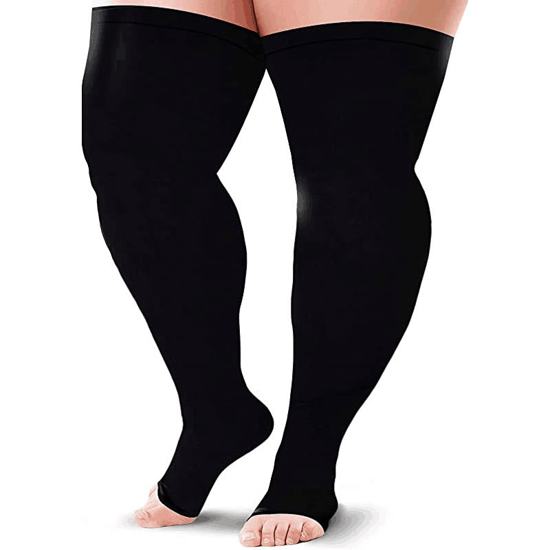 Plus Size Thigh High Open Toe Medical Compression Socks - image 2