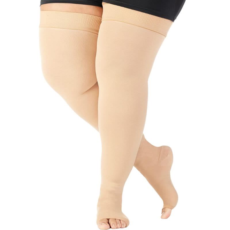 Plus Size Thigh High Open Toe Compression Socks(2 Pairs) - Nude - 7XL - image 2