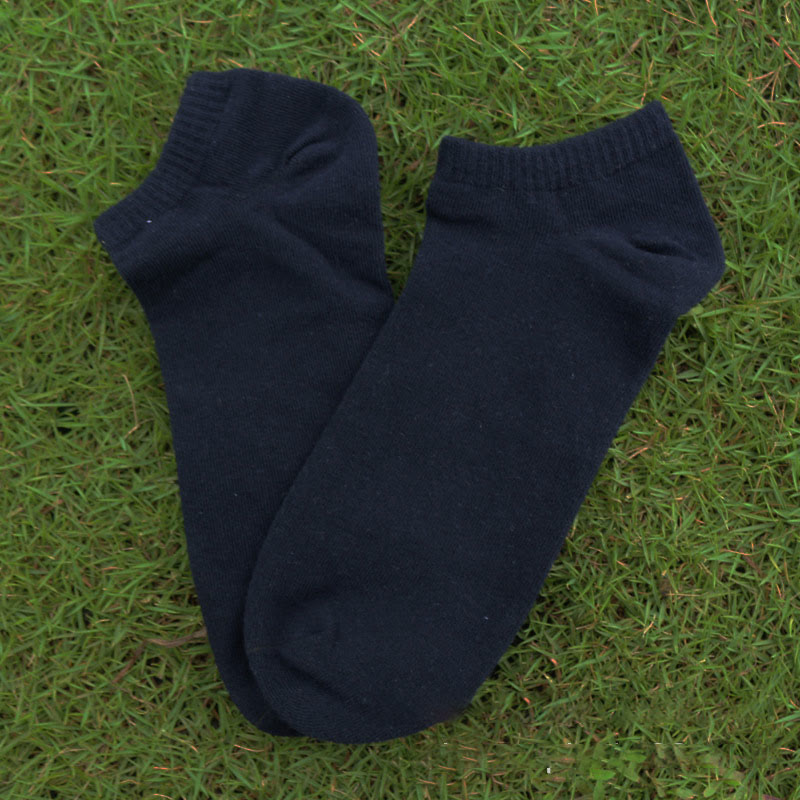 Solid Cotton Ankle Socks(3 Pairs) - 42-48 - Black - image 5