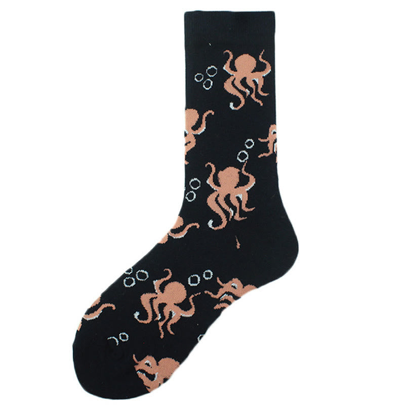 Plus Size Marine Series Fun Crew Socks(5 Pairs)