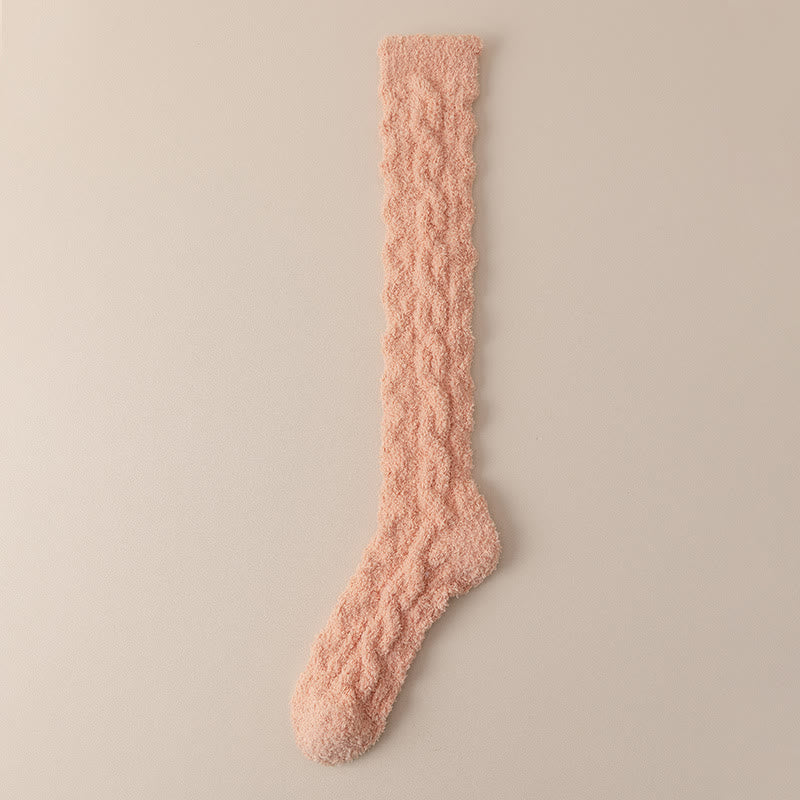 Plus Size Coral Fleece Thermal Knee High Socks(5 Pairs)