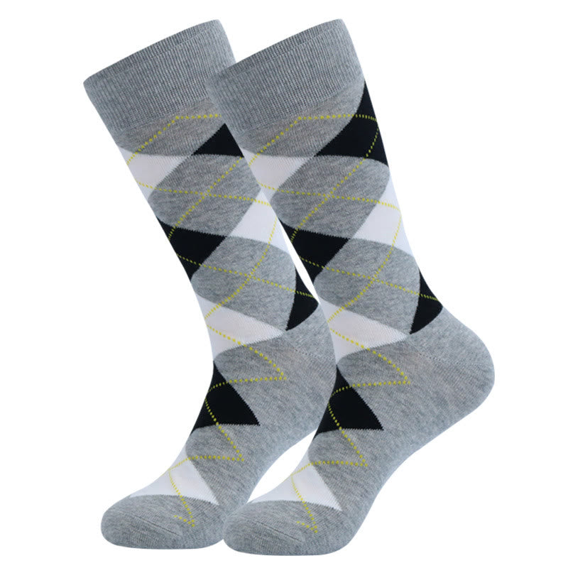Plus Size Dot Rhombus Crew Socks(5 Pairs)