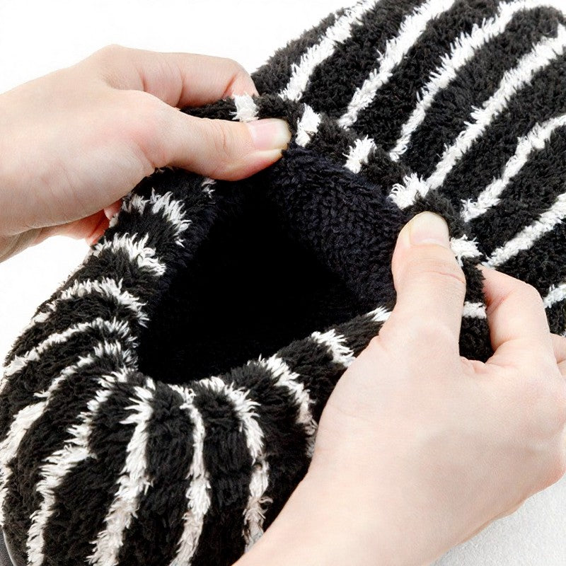 Plus Size Striped Plush Closed Back Fluffy Shoes - image 5