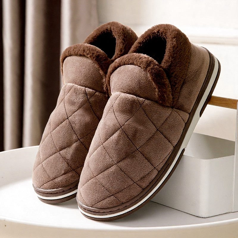 Warm Closed-Back Fluffy Shoes - Coffee - EU49-50(US13-14) - image 1