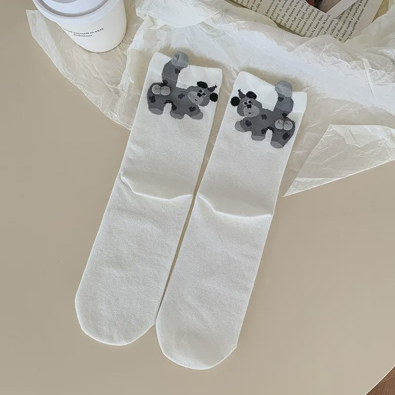 Cute Puppy Knit Quarter Socks(5 Pairs) - White - EU35-40(US2-7) - image 6