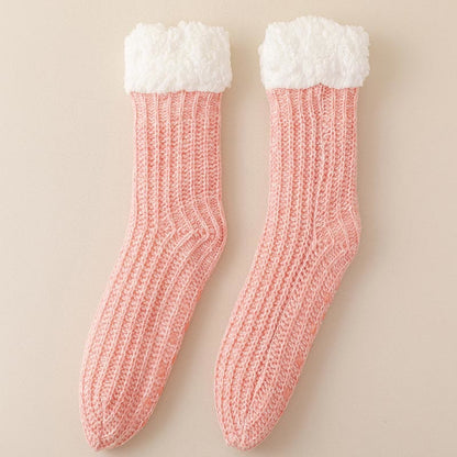 Plus Size Fleece Comfy Thick Slipper Socks(2 Pairs) - Pink - EU36-44(US3-10) - image 14