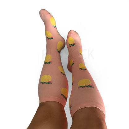 2XL-7XL Pink Pineapple Plus Size Compression Socks(3 Pairs)