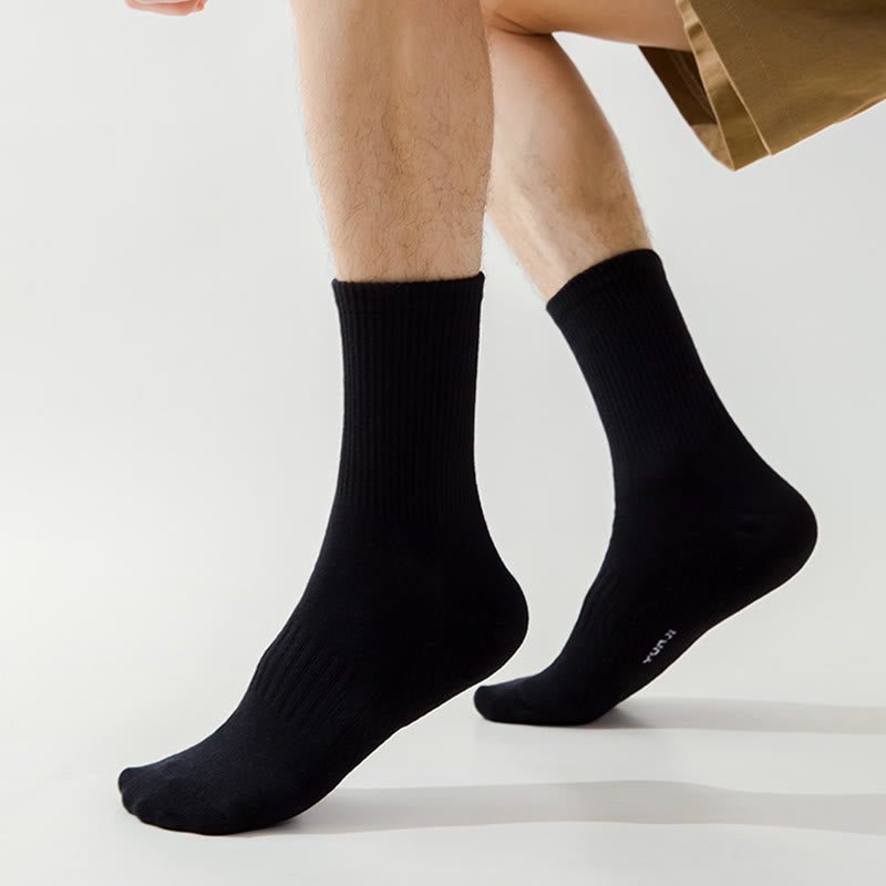 Solid Color Thickened Quarter Socks(5 Pairs) - image 5