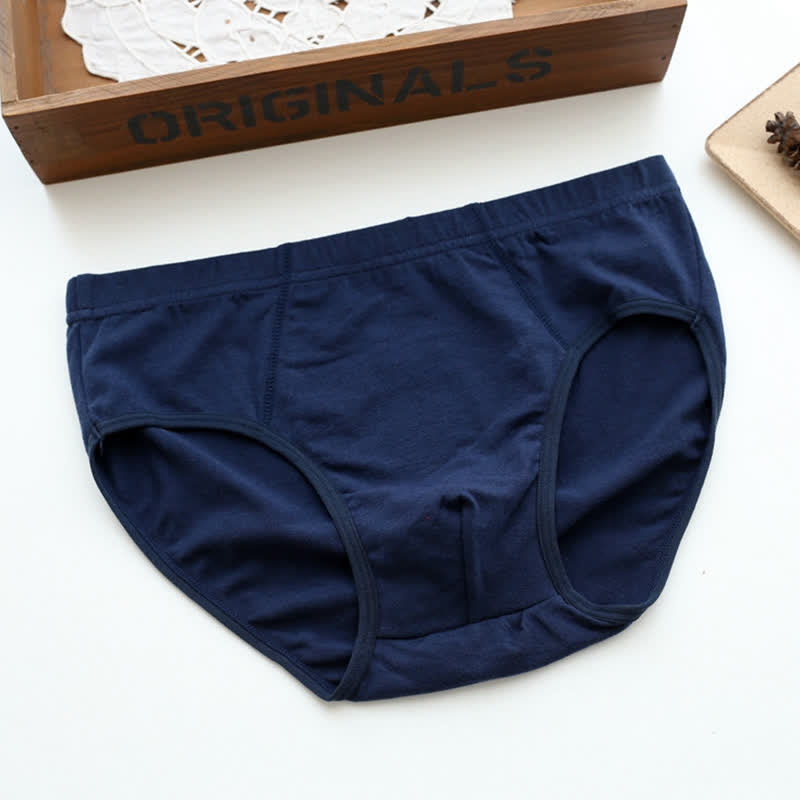 Plus Size Solid Cotton Strentch Hip Briefs(2 Packs) - Navy Blue - 6XL - image 8