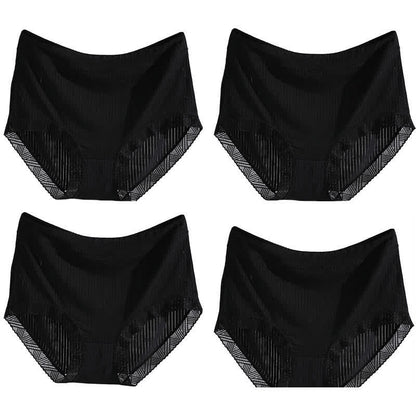 High-Waisted Seamless Panty(4 Pairs) - Black - 4XL - image 12