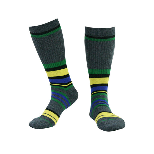 Dark Green Stripes Knee High Cushioned Socks - XL - Green - image 0