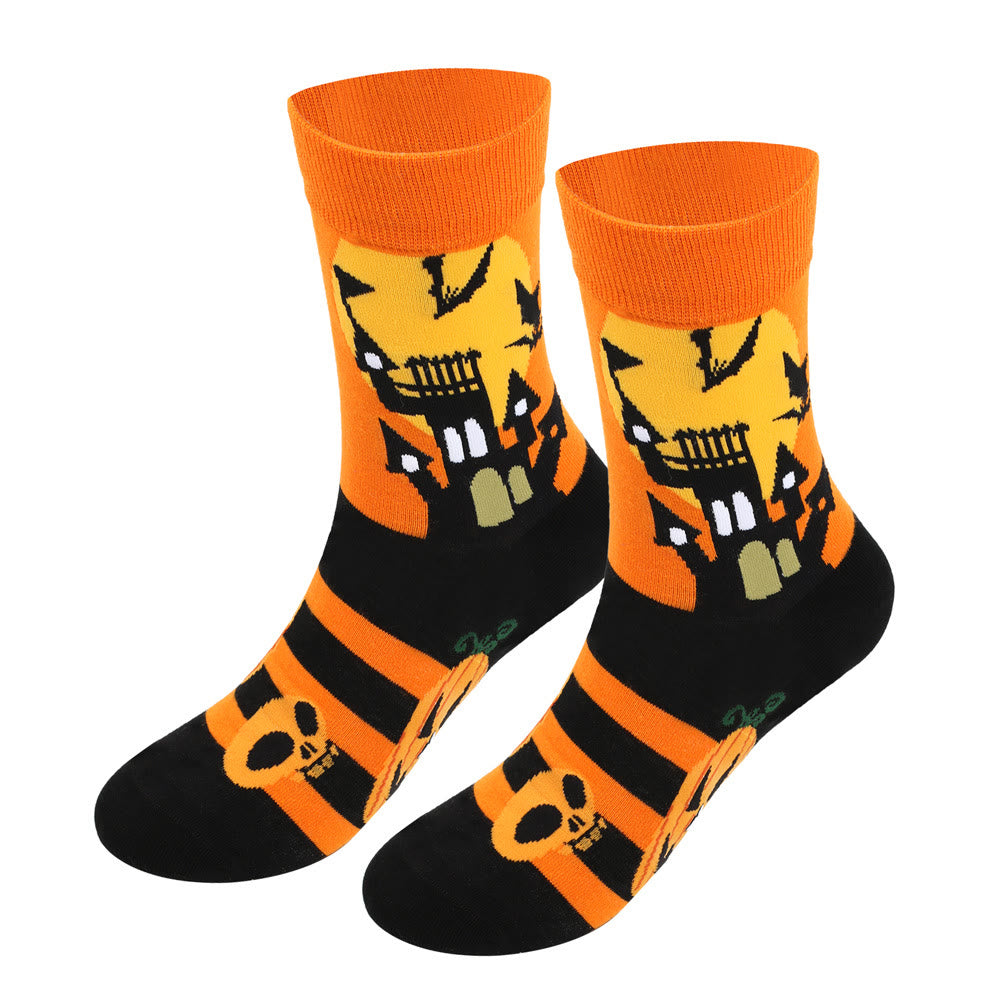 Plus Size Halloween Cute Printed Crew Socks(5 Pairs) - image 4