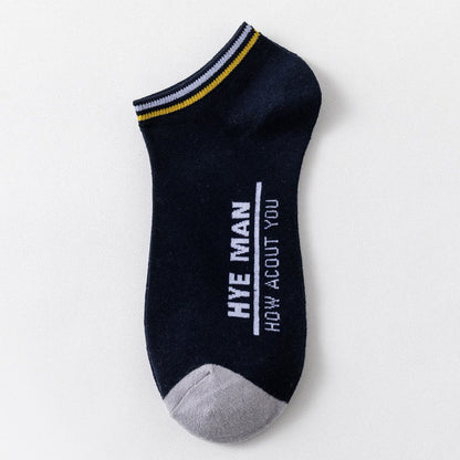 Wide Calf Letter Pattern Cotton Socks(3 Pairs) - 42-48 - Navy Blue - image 6
