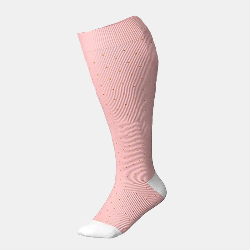 Plus Size Pink Polka Dot Compression Socks(3 Pairs) - Pink - 4XL - image 6