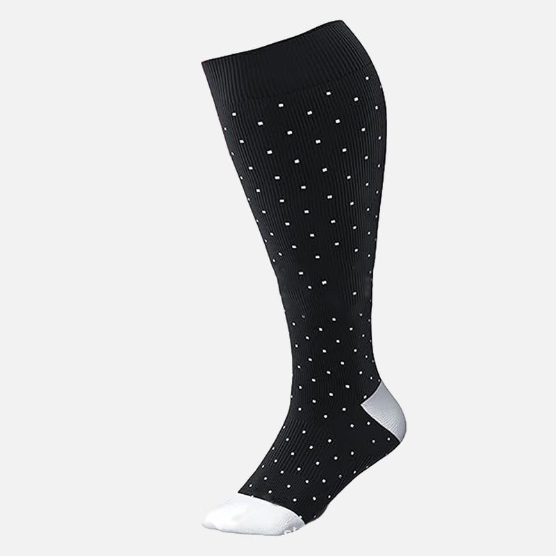 Plus Size Pink Polka Dot Compression Socks(3 Pairs) - Black - 4XL - image 5