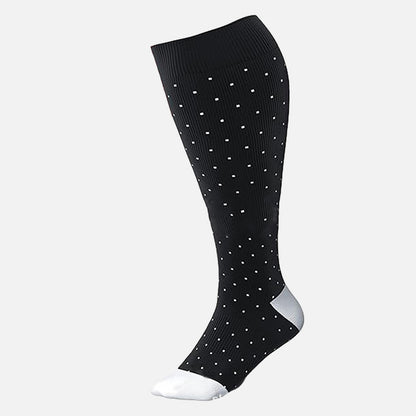 Plus Size Pink Polka Dot Compression Socks(3 Pairs) - Black - 4XL - image 5