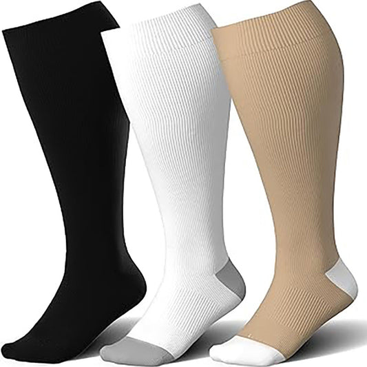 Plus Size Sport Elastic Compression Socks(3 Pairs) - Multicolor - 4XL - image 0